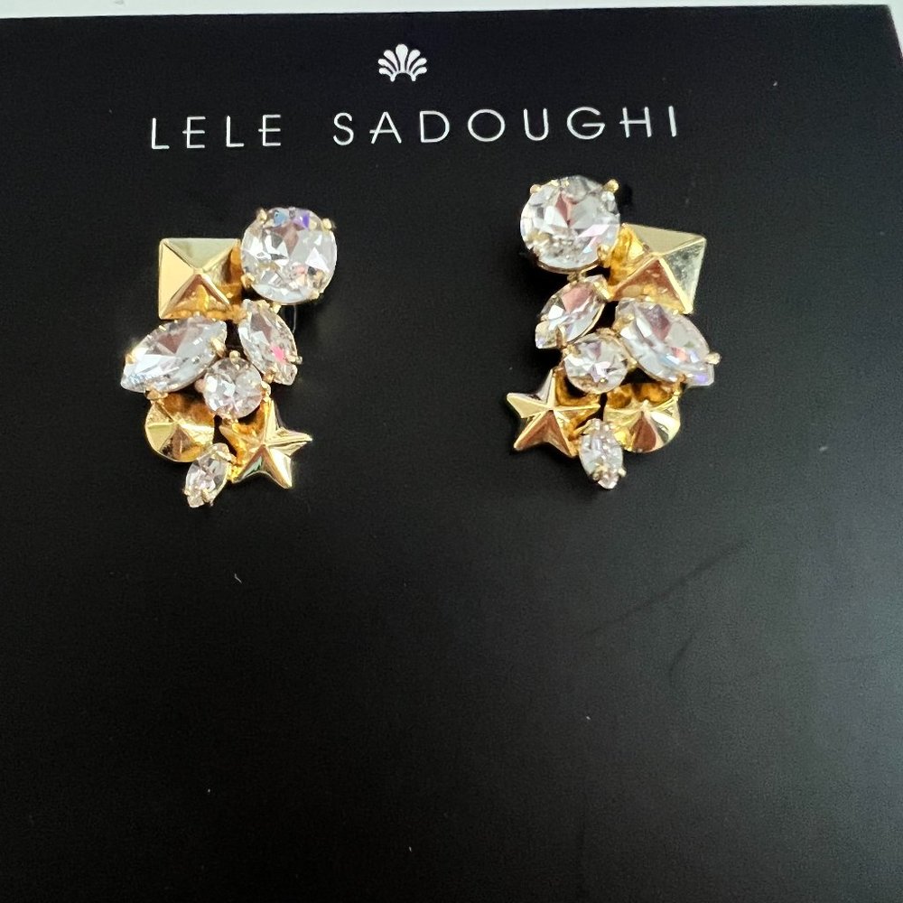 LELE SADOUGHI CRYSTAL STUDDED CLUSTER BUTTON EARRINGS